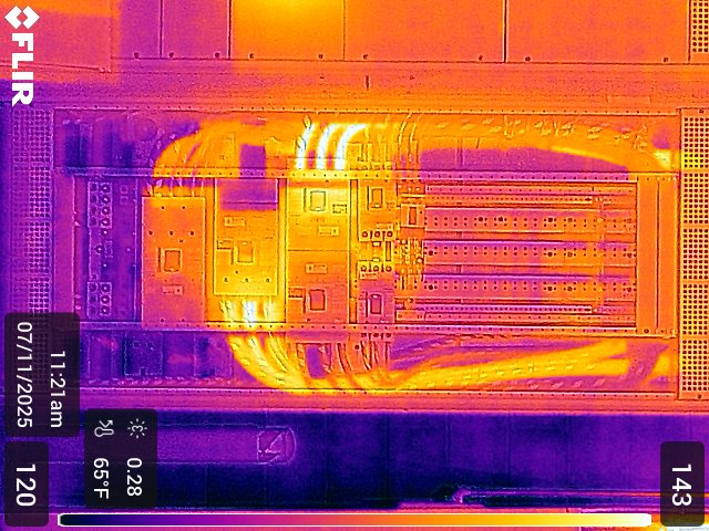 Thermal image revealing dangerous hot spots at 120 degrees Fahrenheit in the electrical panel connections