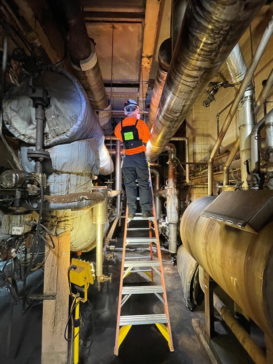 Industrial electrical conduit installation with multiple parallel runs of electrical piping